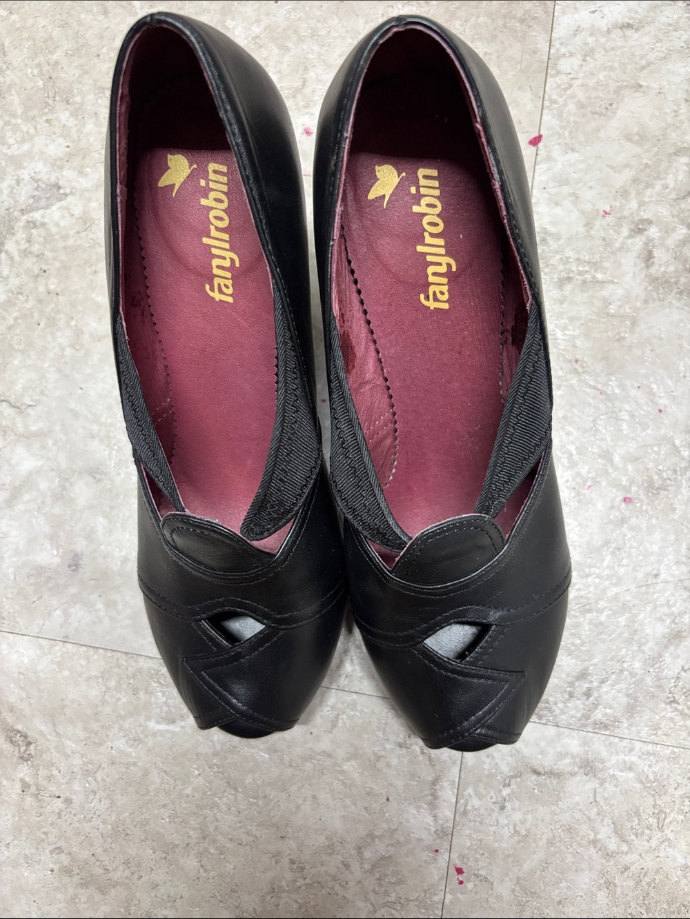 Farylrobin, Black, leather, Women’s Slip-On Comfort heels size 7.5